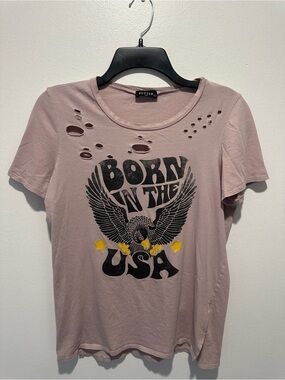 Zutter USA Born in the USA Distressed Graphic Tee Pink Eagle T-Shirt Women’s S